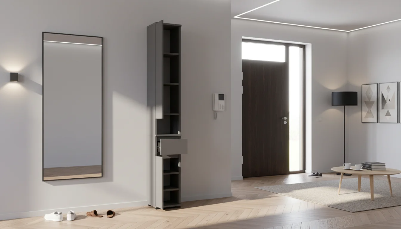 Szafka na buty słupek SUPRA-30 30×36×205 cm sypialnia salon przedpokój D1N1 ANTRACYT - zdjęcie 4