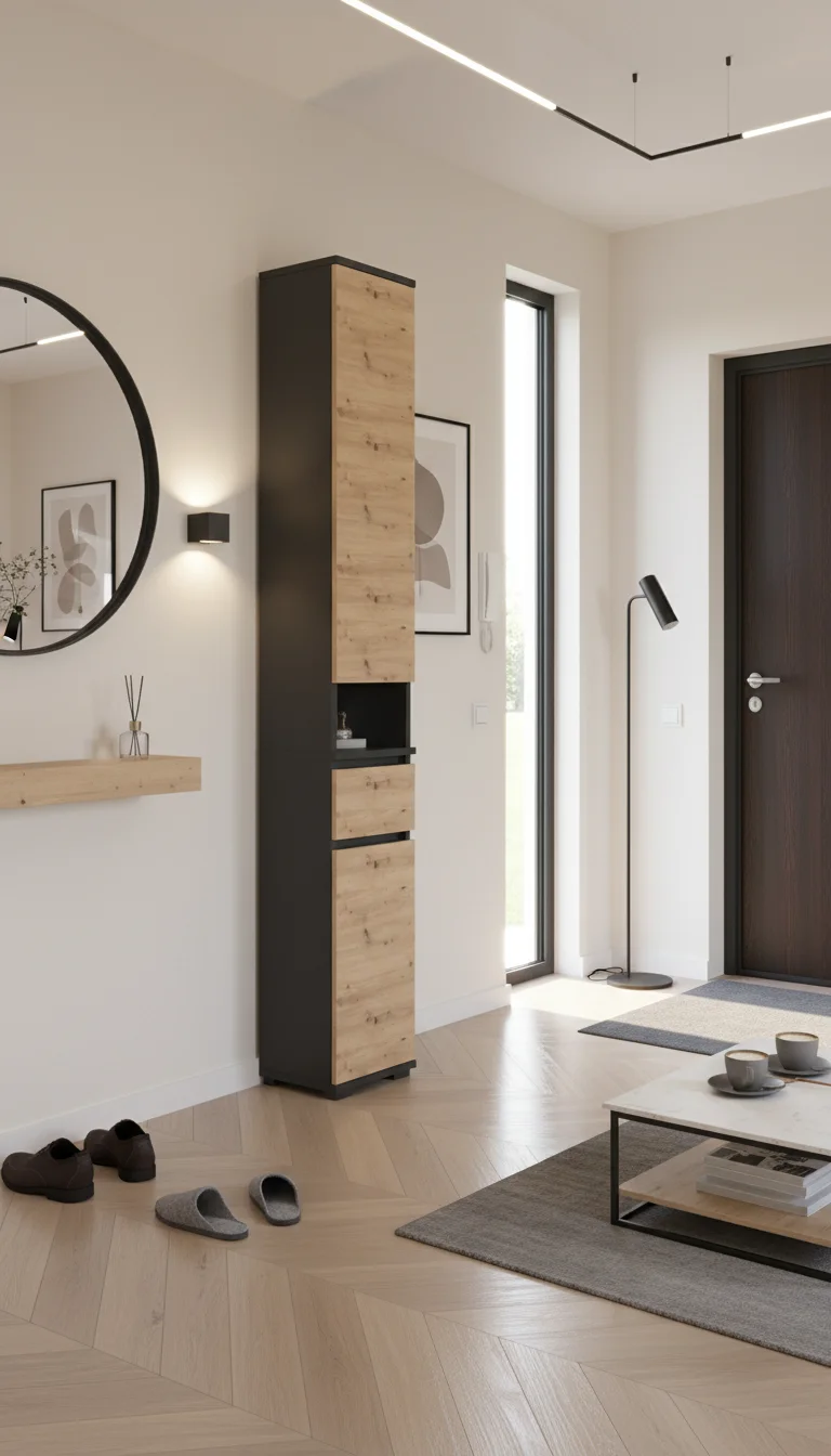 Szafka na buty słupek SUPRA-30 30×36×205 cm sypialnia salon przedpokój D1N1 CZARNY DRZWI-ARTISAN FRONT-ARTISAN - zdjęcie 3