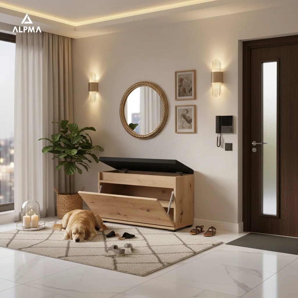 Szafka na buty VB 80×30×45 cm z siedziskiem i schowkiem D1N1 ARTISAN - zdjęcie 2