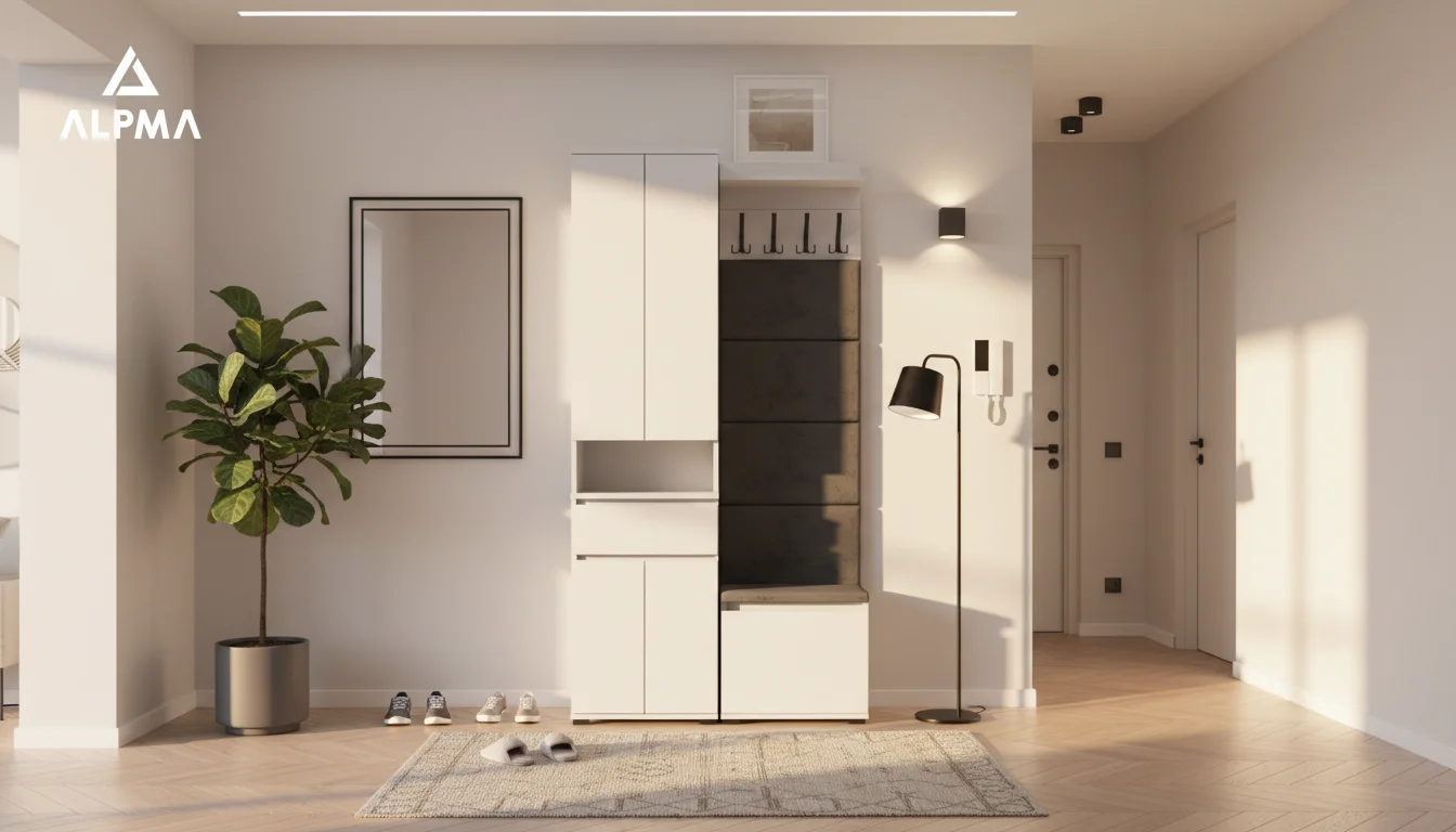 Garderoba B9 B9 100x30cm SUPRA50 VB50 WP50 4 Panele D1 N1 BIALY Supra 50 VB50 4PanWP50