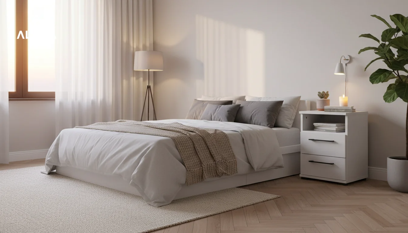 Szafka nocna NOX-D2 40×36×54 cm ze schowkiem i szufladami D2N1 BIALY - zdjęcie 5
