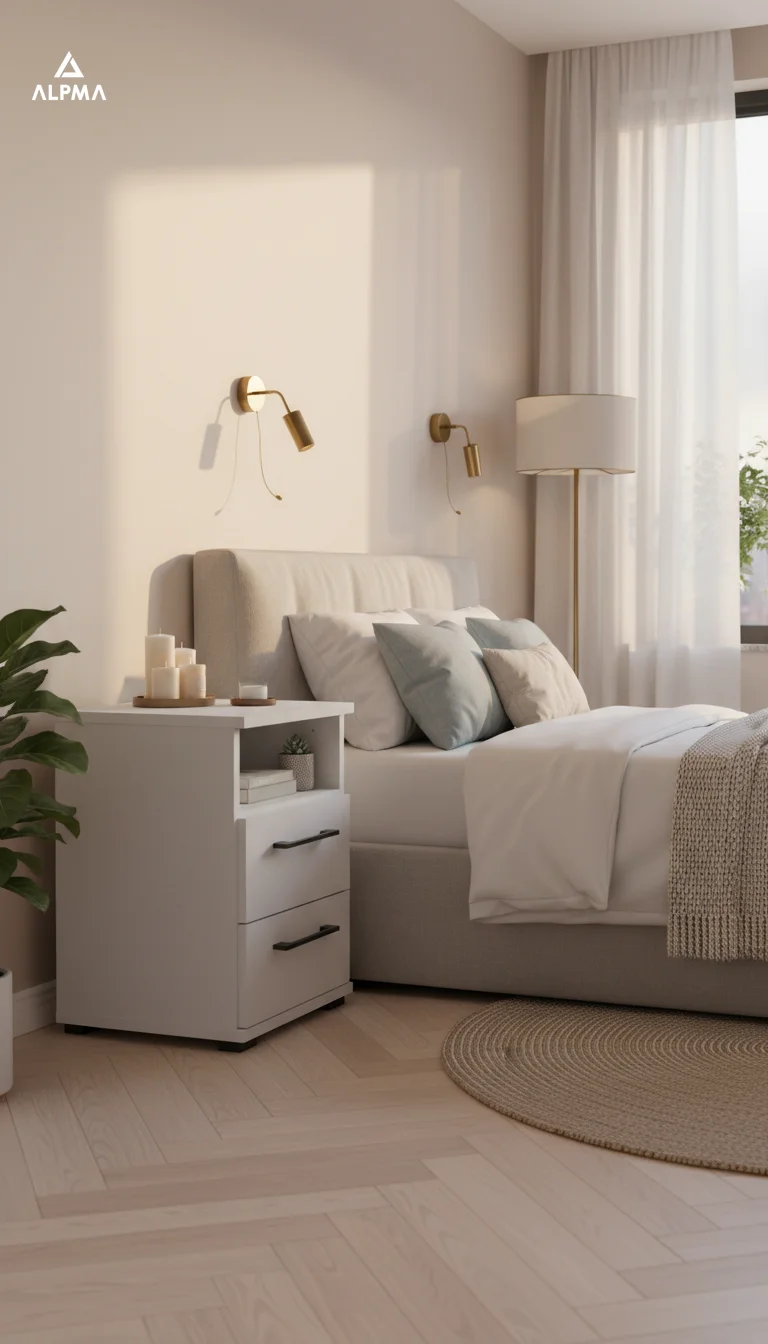 Szafka nocna NOX-D2 40×36×54 cm ze schowkiem i szufladami D2N1 BIALY - zdjęcie 3