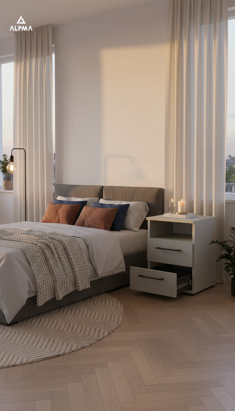 Szafka nocna NOX-D2 40×36×54 cm ze schowkiem i szufladami D2N1 KASZMIR - zdjęcie 4