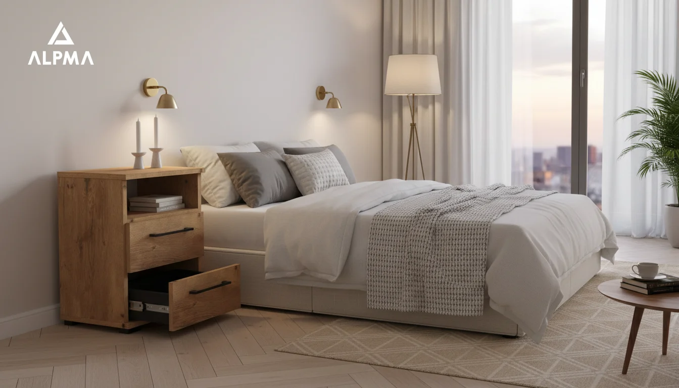 Szafka nocna NOX-D2 40×36×54 cm ze schowkiem i szufladami D2N1 LANCELOT - zdjęcie 4
