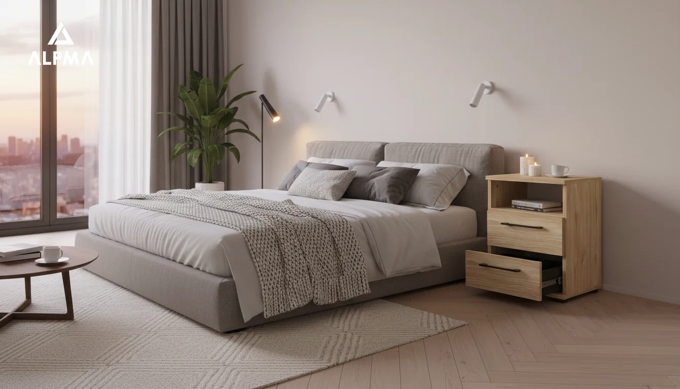 Szafka nocna NOX-D2 40×36×54 cm ze schowkiem i szufladami D2N1 OLEJOWANY - zdjęcie 5