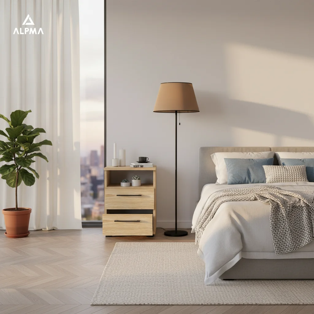 Szafka nocna NOX-D2 40×36×54 cm ze schowkiem i szufladami D2N1 OLEJOWANY - zdjęcie 3