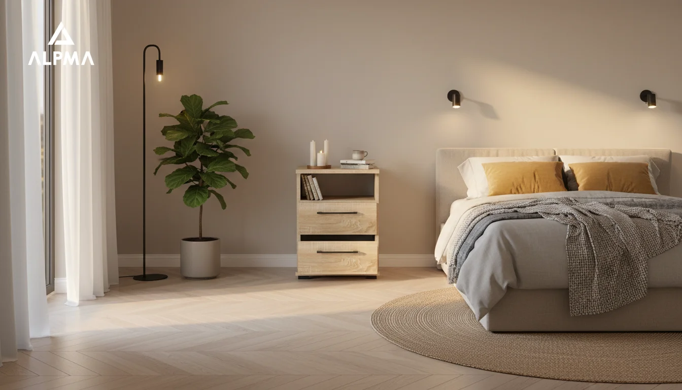 Szafka nocna NOX-D2 40×36×54 cm ze schowkiem i szufladami D2N1 SONOMA - zdjęcie 5