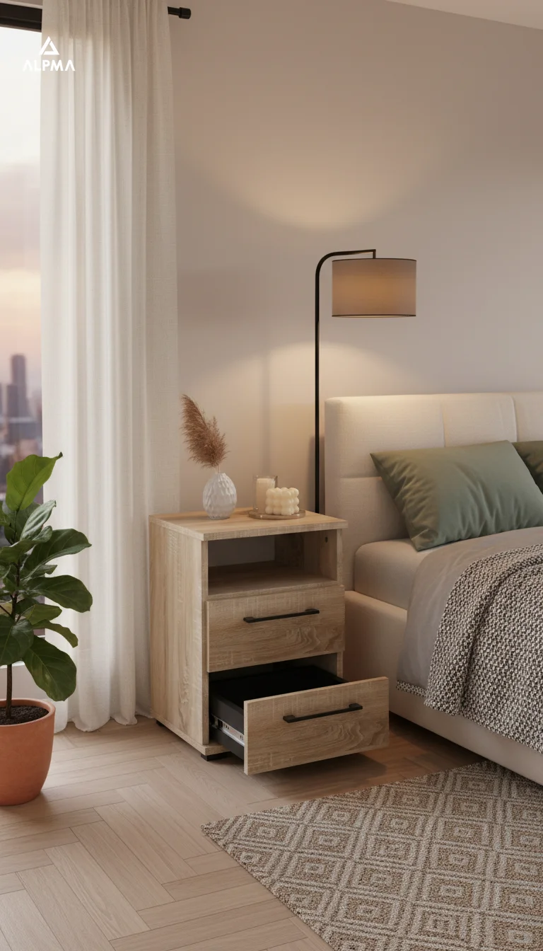 Szafka nocna NOX-D2 40×36×54 cm ze schowkiem i szufladami D2N1 SONOMA - zdjęcie 3