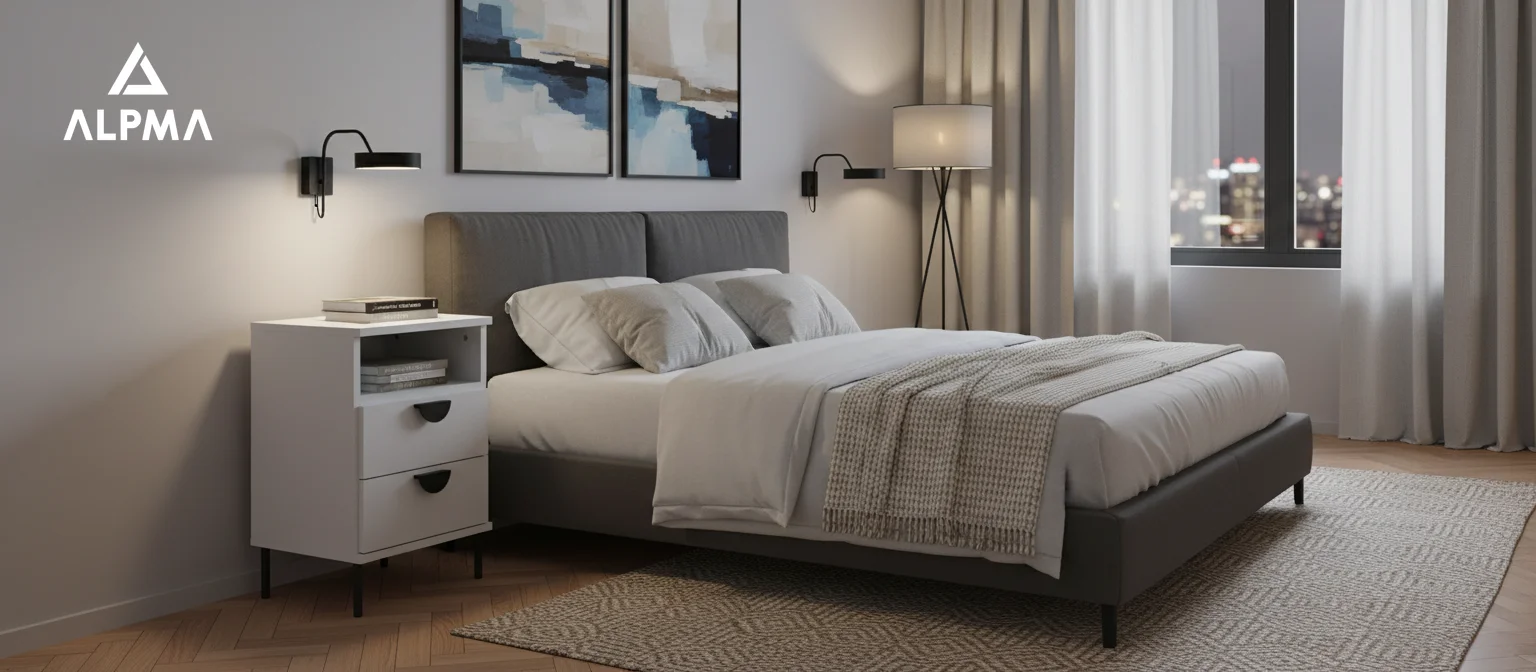 Szafka nocna NOX-D4-N3 40×36×64 cm ze schowkiem i szufladami D4N3 BIALY - zdjęcie 2