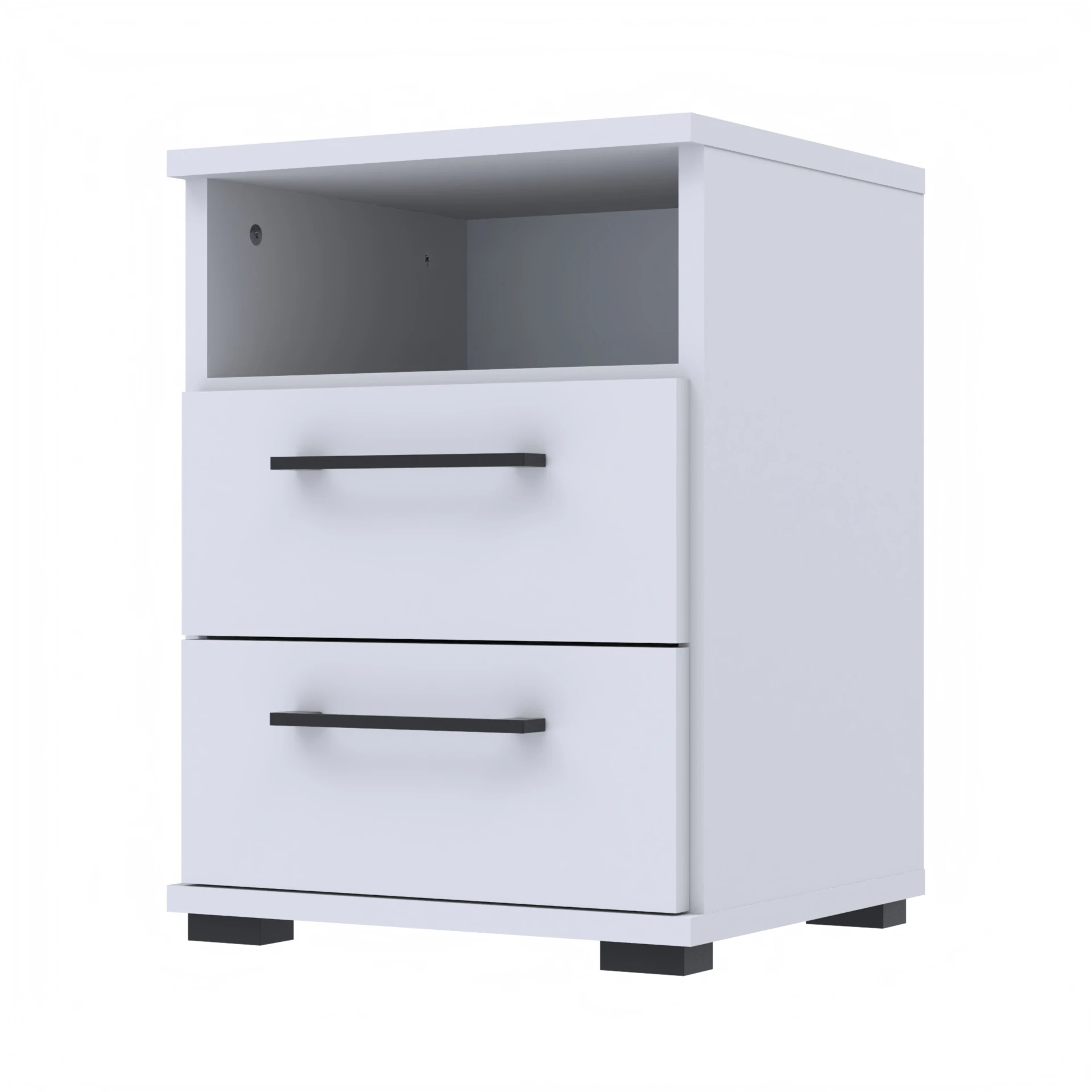 Szafka nocna NOX-D2 40×36×54 cm ze schowkiem i szufladami D2N1 BIALY - zdjęcie 4