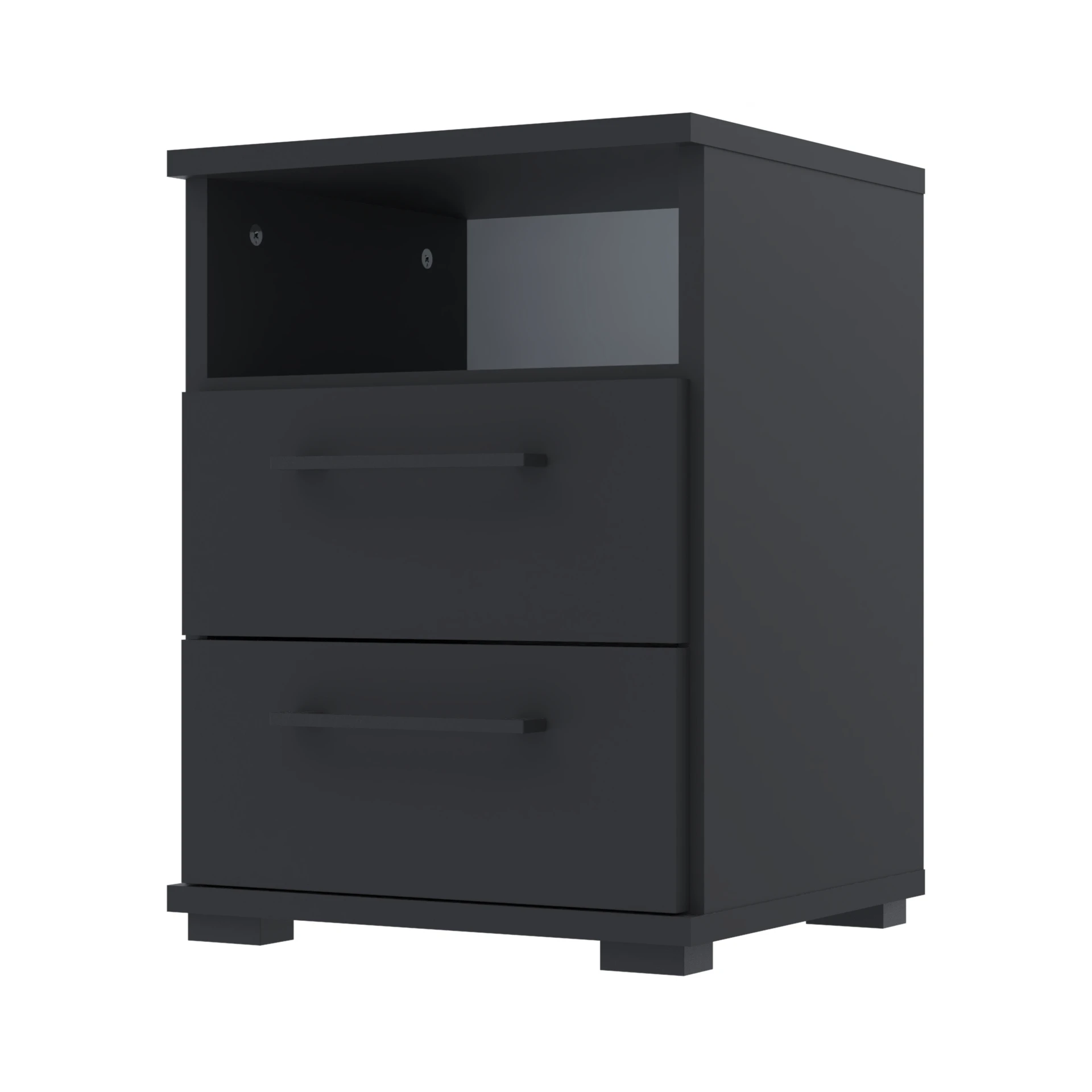 Szafka nocna NOX-D2 40×36×54 cm ze schowkiem i szufladami D2N1 CZARNY - zdjęcie 2