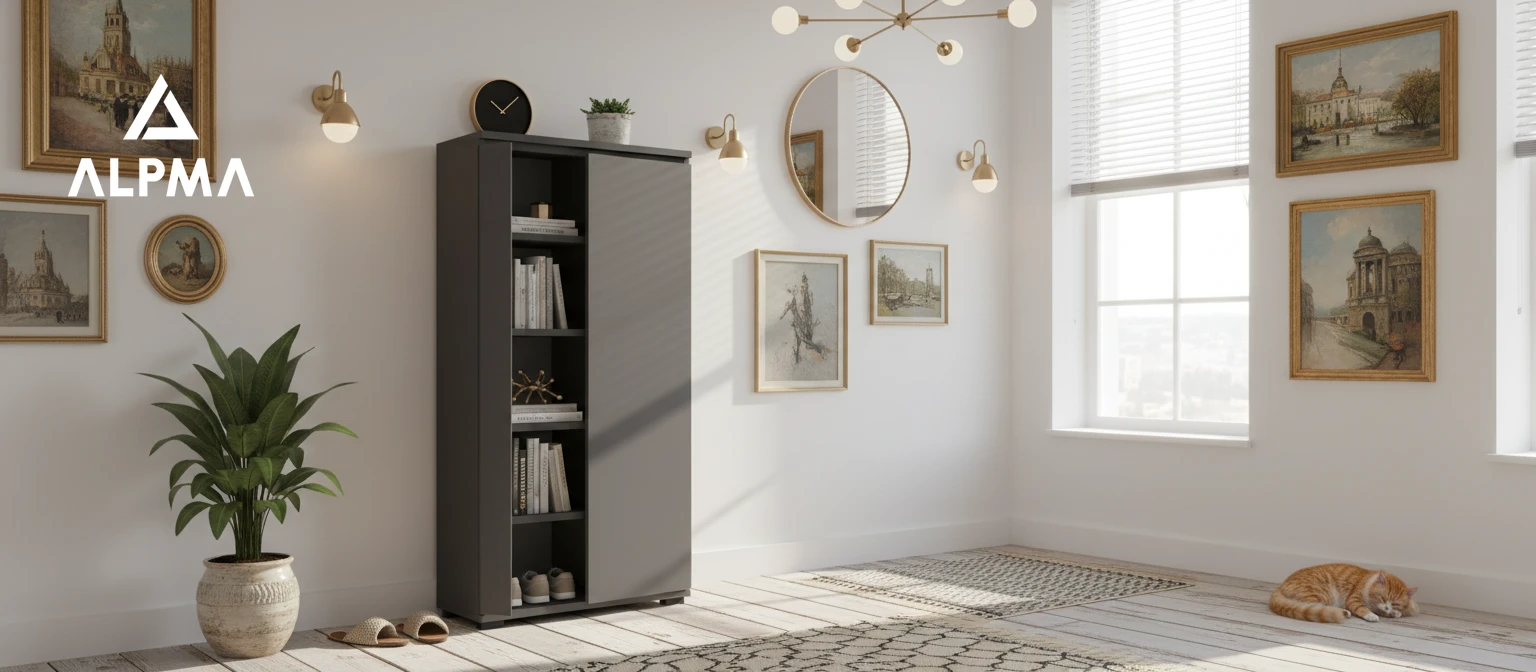 Komoda szafka NEX 60×30×124 cm sypialnia salon przedpokój D1N1 ANTRACYT - zdjęcie 5