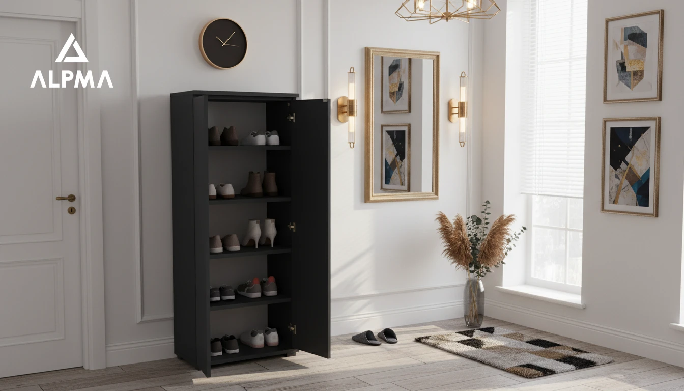 Komoda szafka NEX 60×30×124 cm sypialnia salon przedpokój D1N1 CZARNY - zdjęcie 3