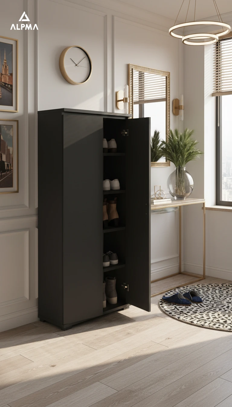 Komoda szafka NEX 60×30×124 cm sypialnia salon przedpokój D1N1 CZARNY - zdjęcie 4