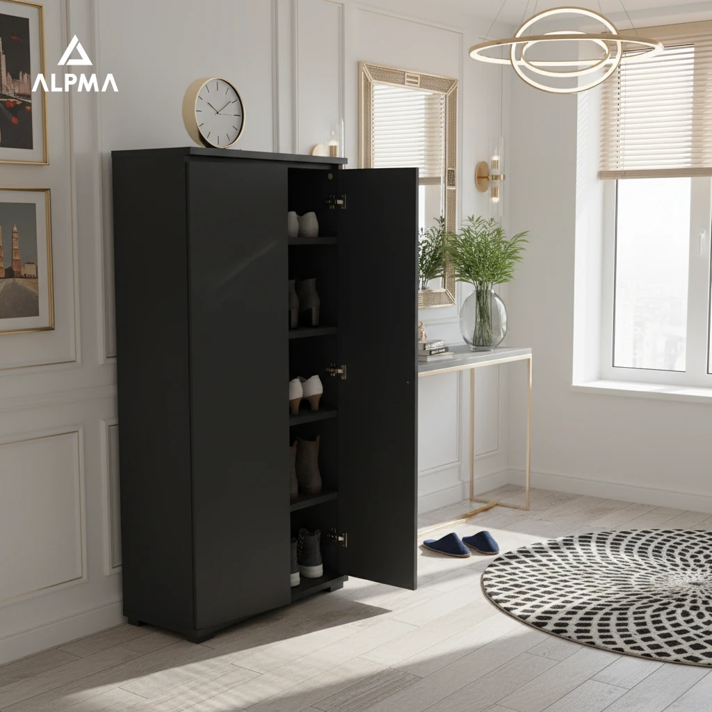 Komoda szafka NEX 60×30×124 cm sypialnia salon przedpokój D1N1 CZARNY - zdjęcie 5